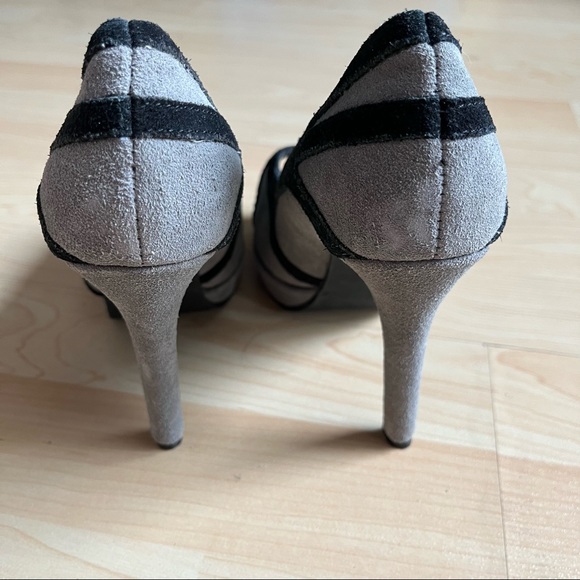Marco Santi Grey Black Peeped Toed Heels Pumps size 6.5 - Picture 8 of 10